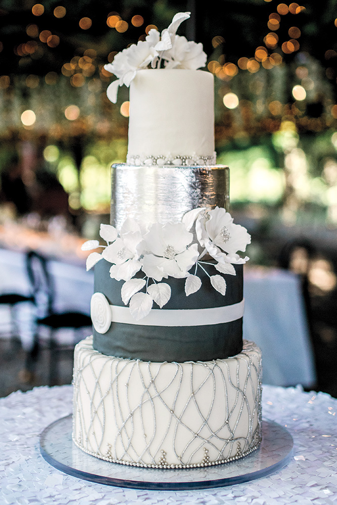 Black and white wedding cake