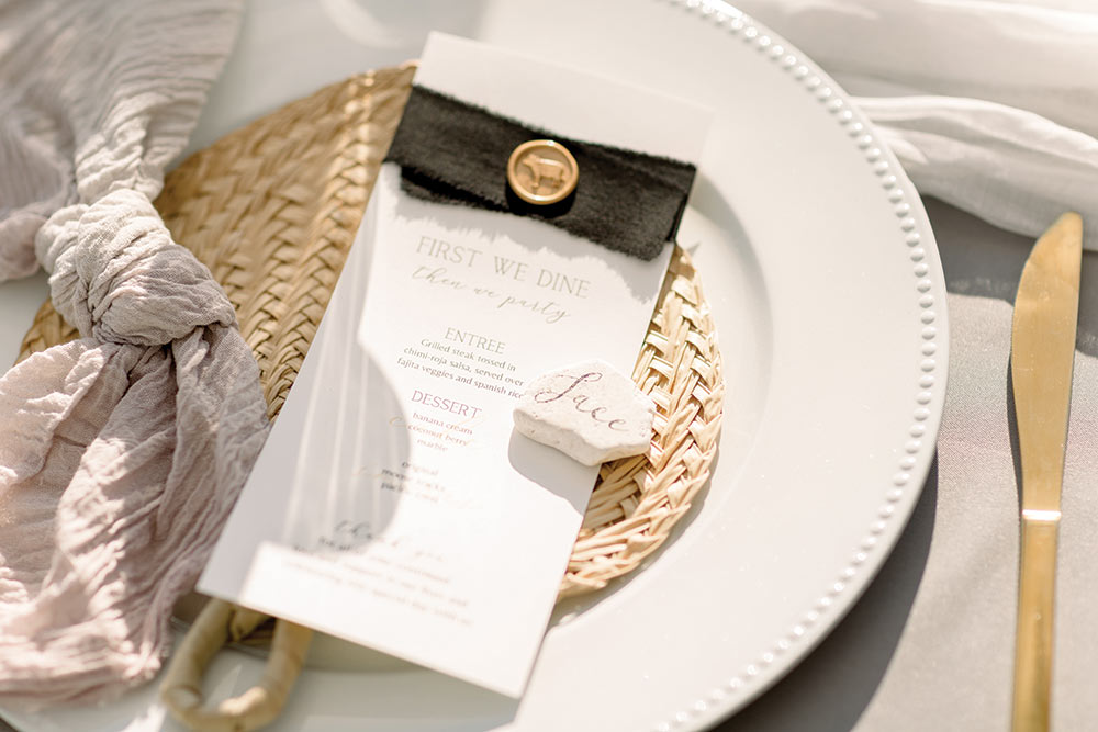 neutral wedding place setting