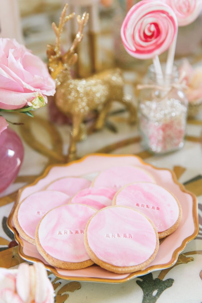 monogram frosted wedding cookies