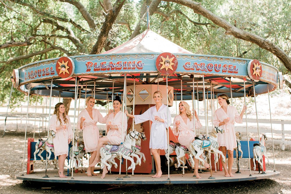 Wedding photo on a carousel