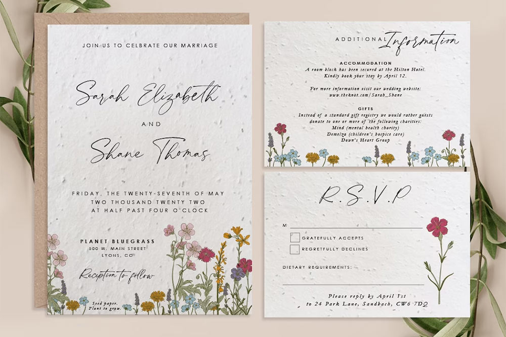 eco friendly wedding invitation