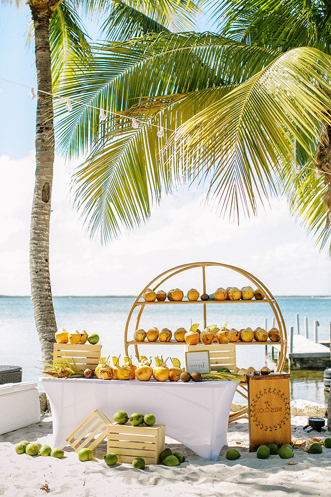 coconut bar at wedding