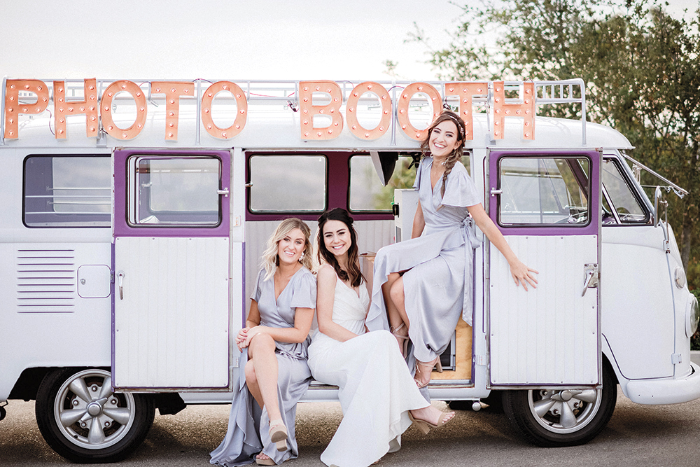 Vintage camper wedding photo booth