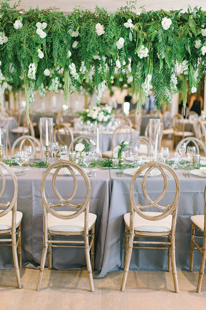 Fern and floral wedding canopy decor
