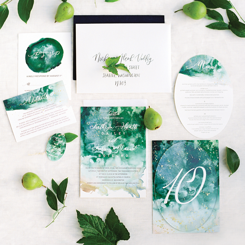 Watercolor wedding invitation