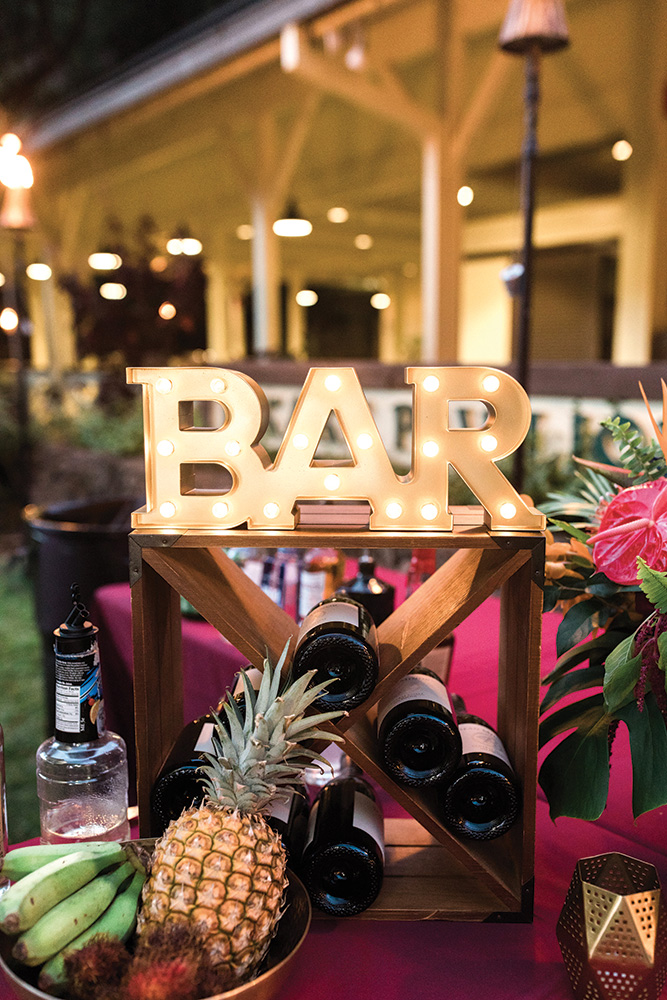 tropical boho wedding bar