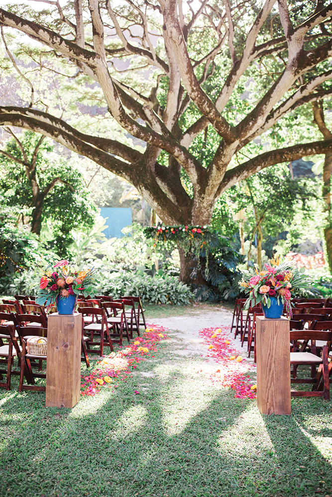 tropical boho wedding ceremony