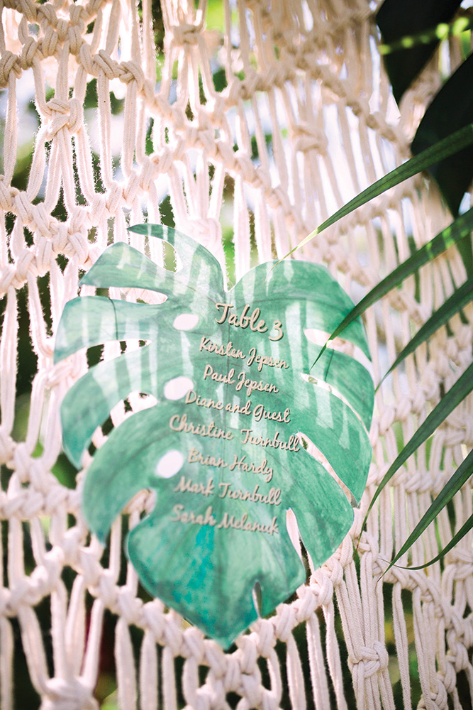 tropical boho escort card