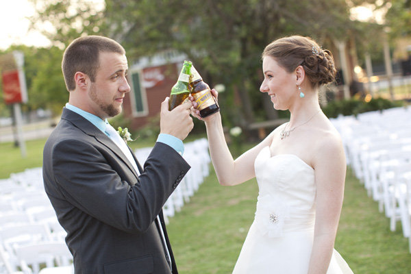 couple toasting with beer