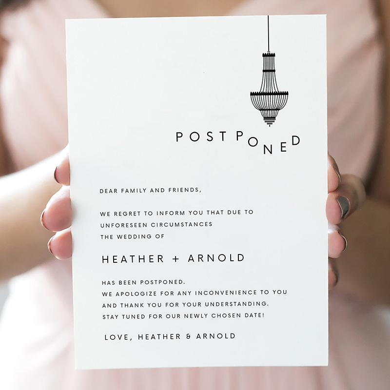 Postpone Wedding Card by Sweet Cloud Design via Etsy 