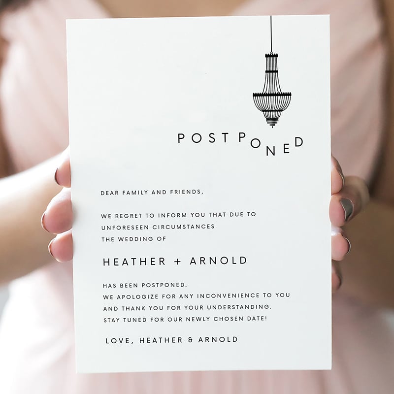 Postpone Wedding Card by Sweet Cloud Design via Etsy 