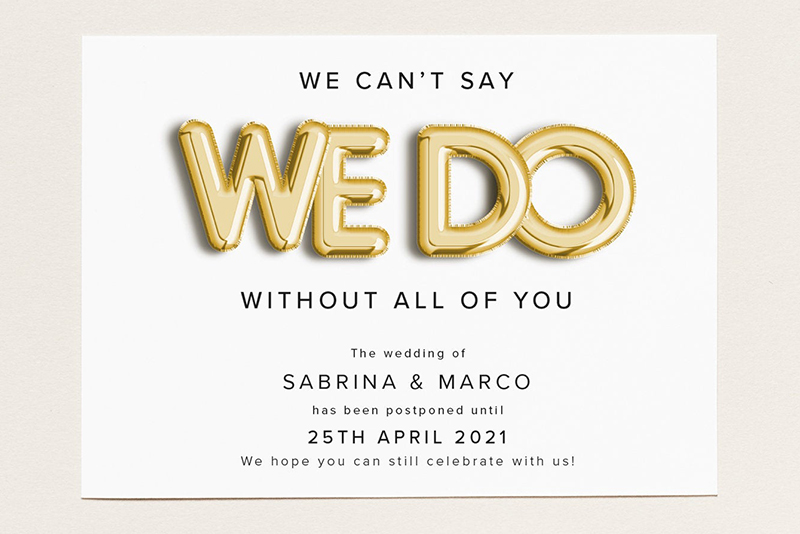 Wedding outlet postponement cards