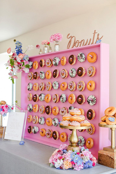 Doughnut display at wedding