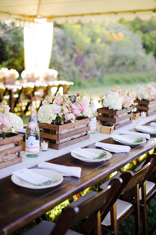 Wine crate wedding centerpiece