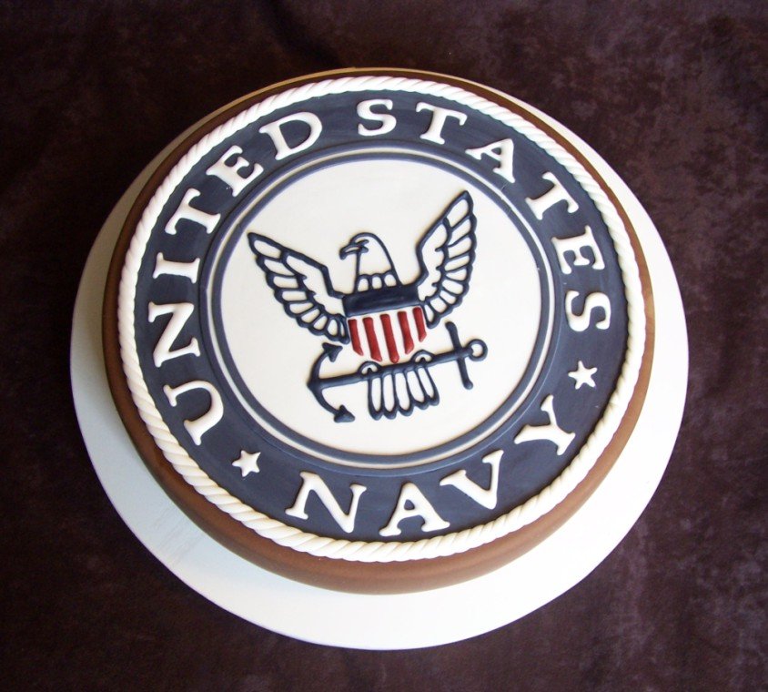 navy grooms cake
