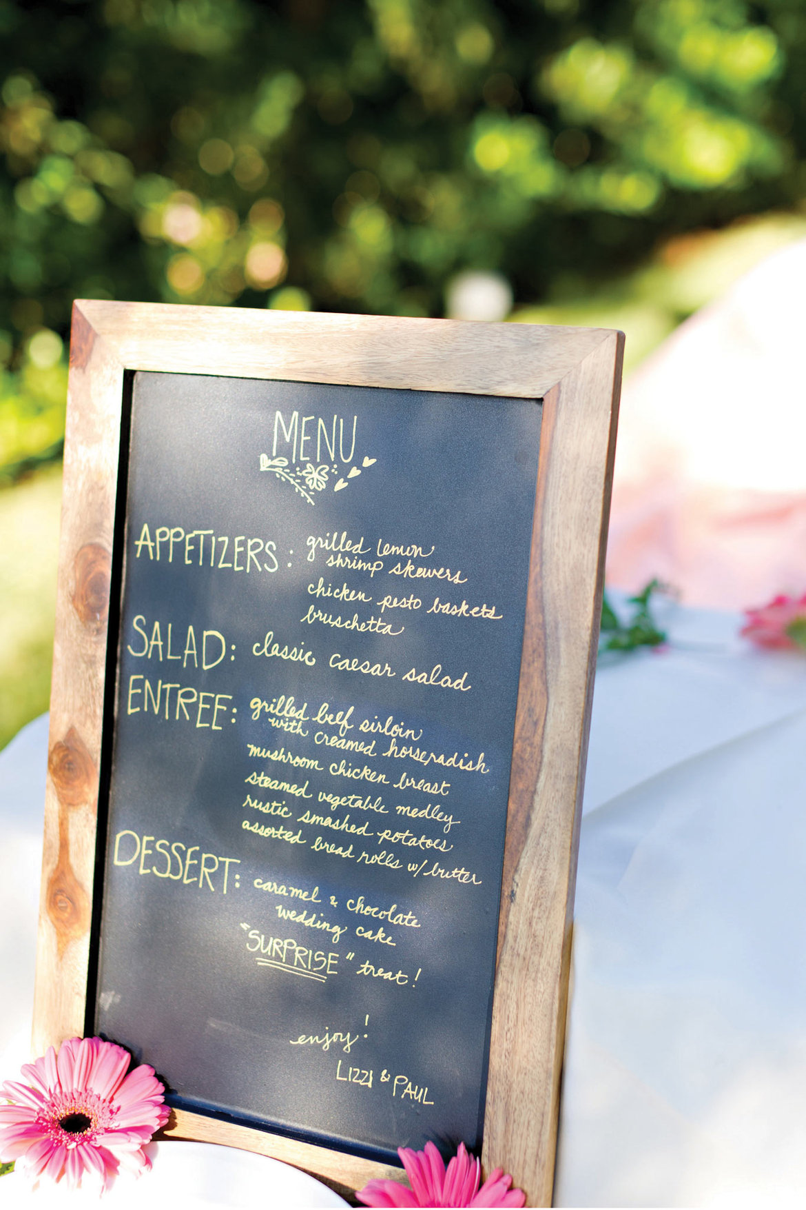 chalkboard wedding menu