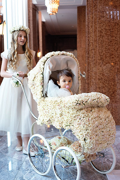 floral wedding carriage