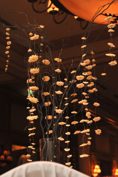 branches with hanging flowers centerpiece 