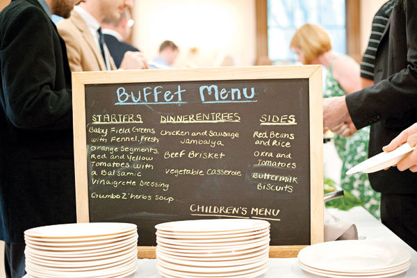 chalkboard wedding buffet menu