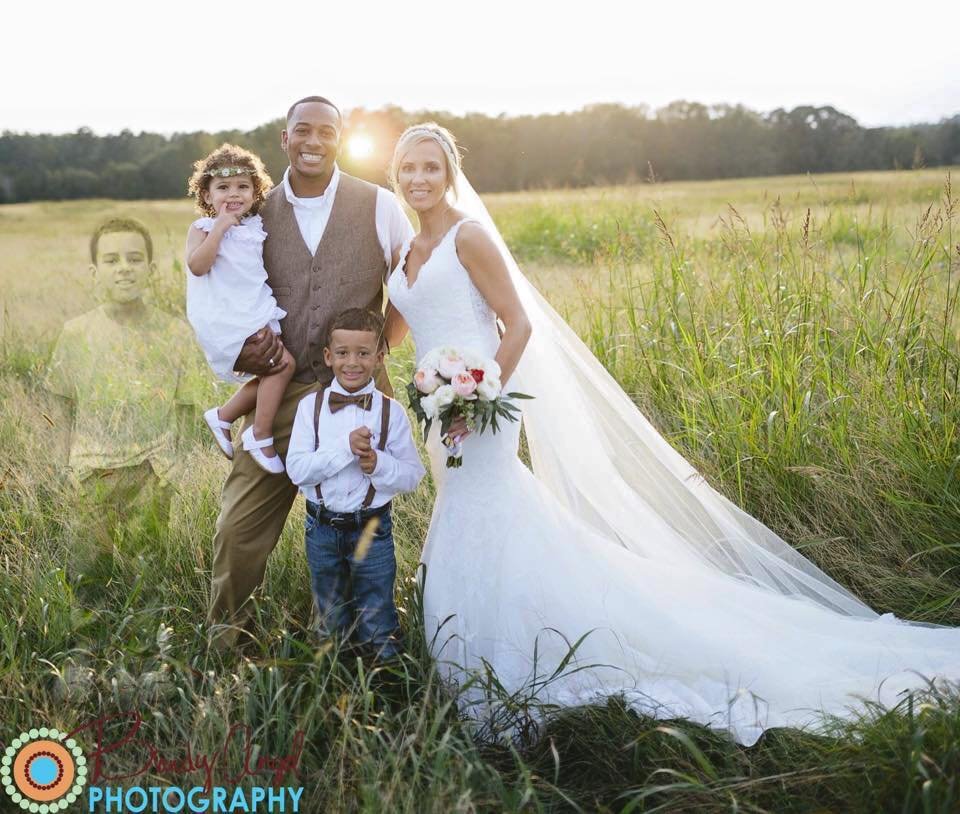 couple honors late son in wedding photos