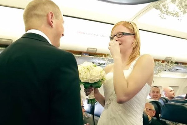 surprise airplane wedding