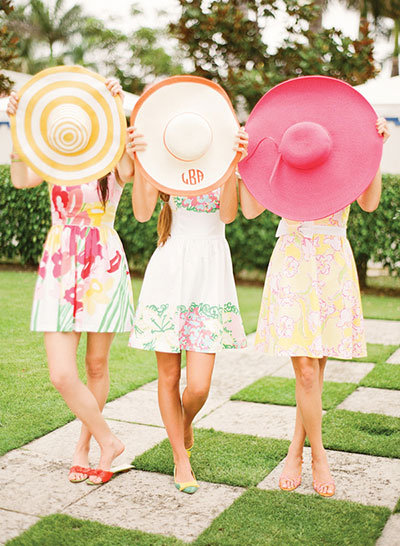 bridesmaids with hats