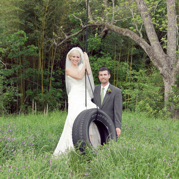 tire swing wedding photo