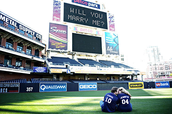 baseball engagement photos