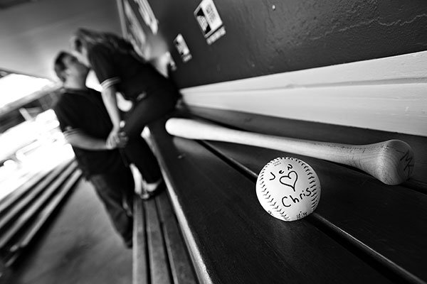 baseball engagement photos