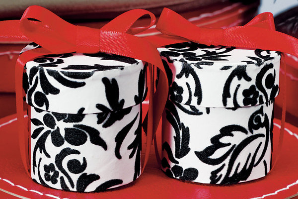 black and white favor boxes