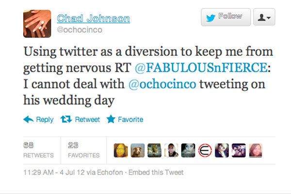 chad johnson wedding tweet