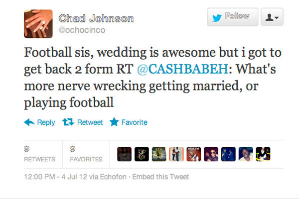 chad johnson wedding tweet