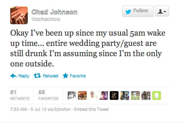 chad johnson wedding tweet