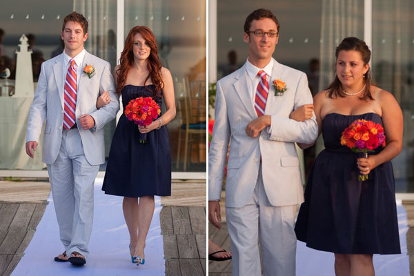 bridesmaids walking down aisle