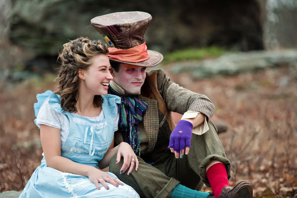 alice in wonderland disney themed engagement photos