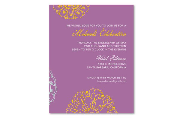 purple wedding invitation