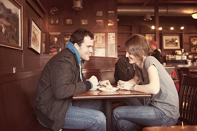 coffee shop engagement photo