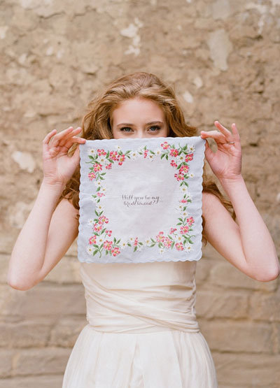 floral wedding handkerchief