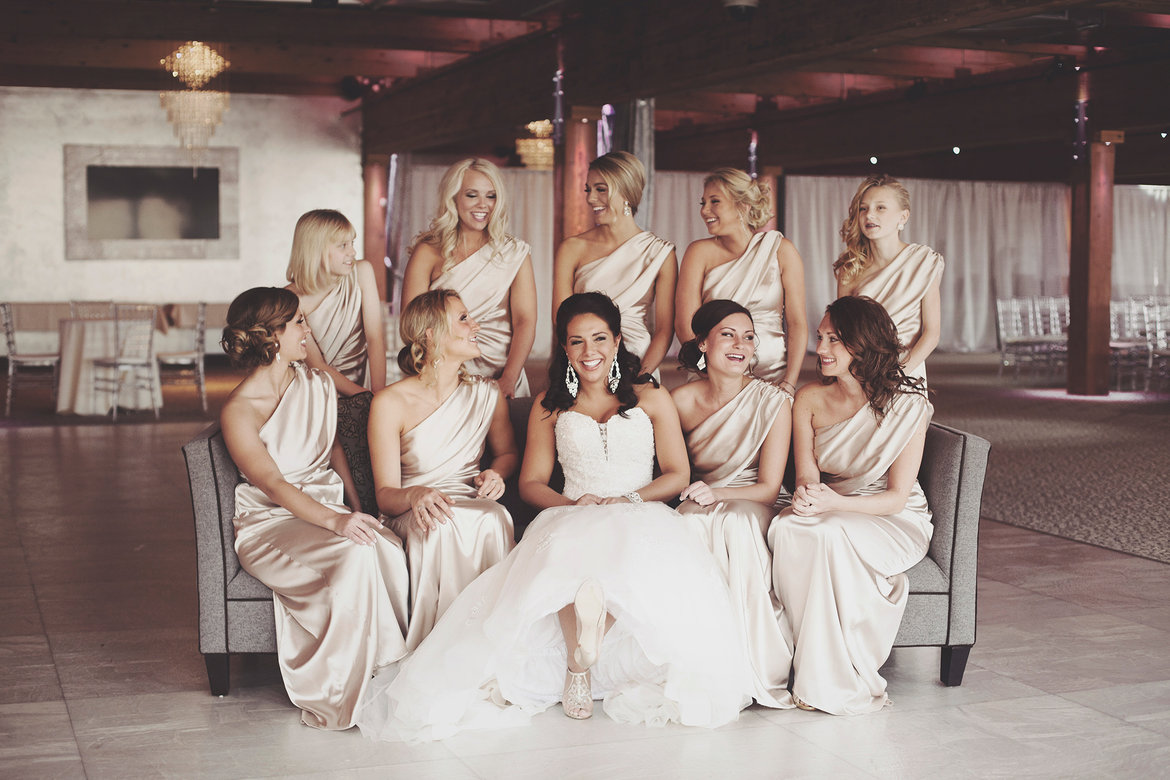 bride with bridesmaids