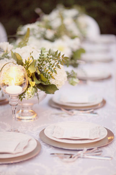silver chargers wedding decor