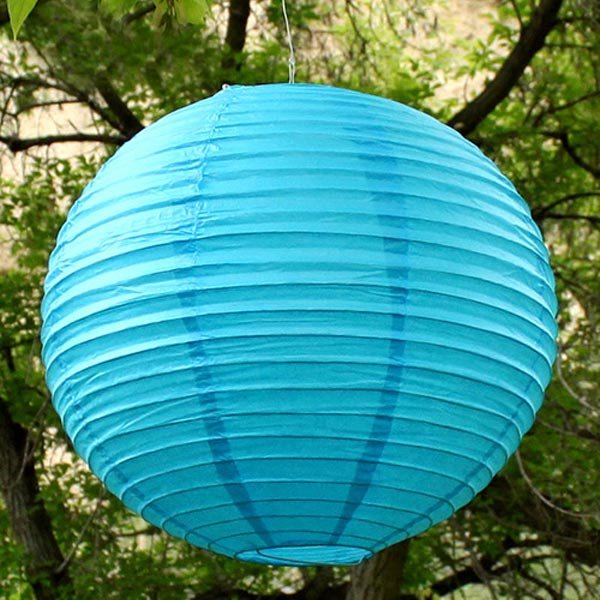 round blue paper lantern 