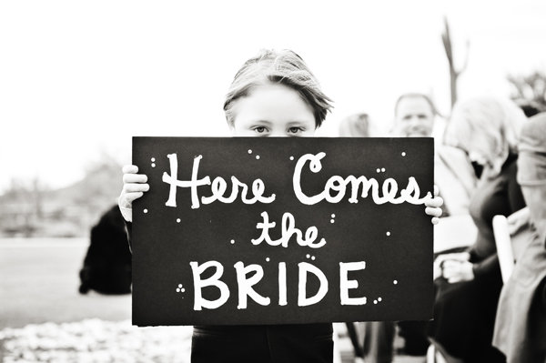 here comes the bride sign