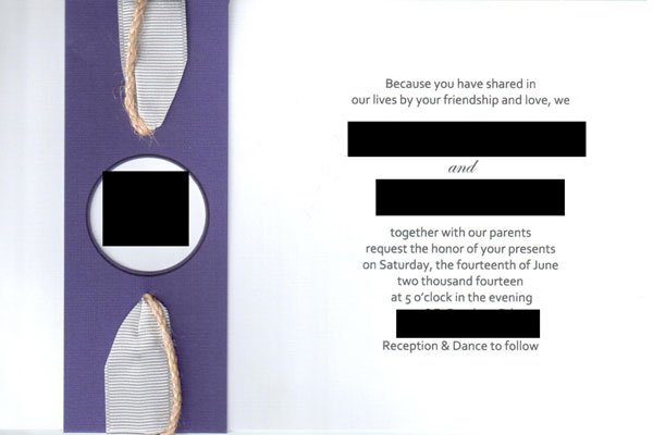 wedding invitation with mistake