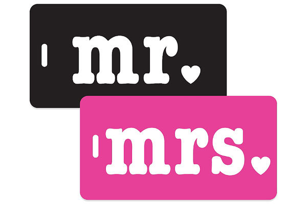 mr and mrs luggage tags