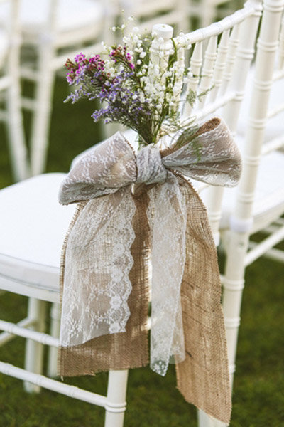 lace burlap flowers aisle decoration