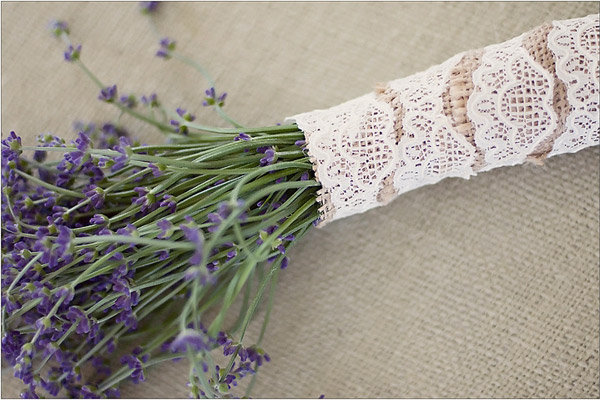 purple flowers wedding bouquet lace rustic