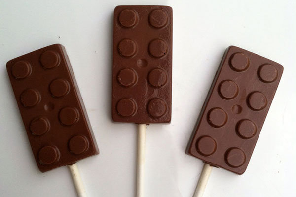 chocolate lego lollipops
