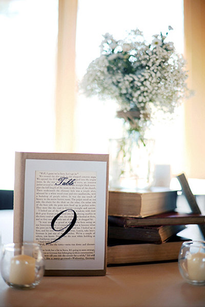 literary theme wedding table number