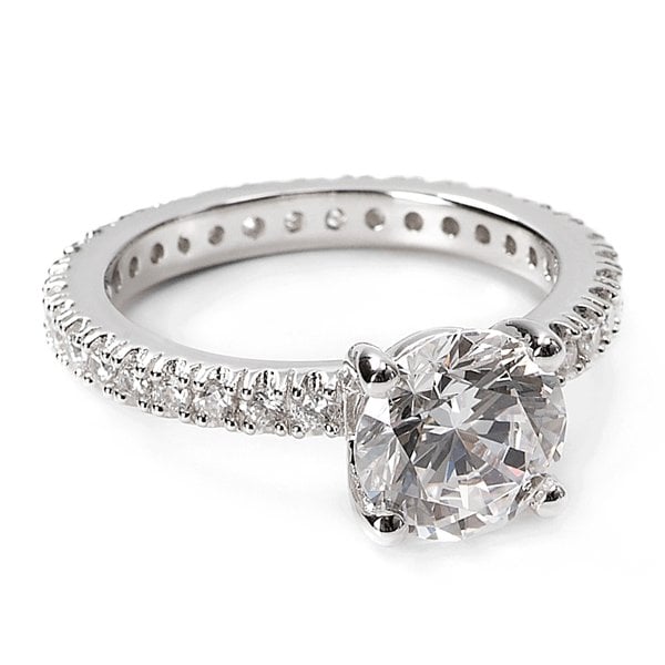 solitaire engagement ring with pave band 