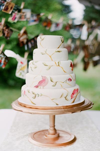 watercolor bird cake 